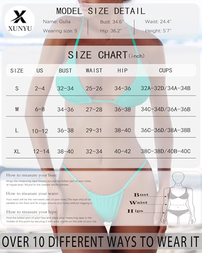 XUNYU Thong Bikini Sets for Women - Brazilian Micro String Bikinis Sexy Two Piece Swimsuit Triangle Top Halter Bathing Suits