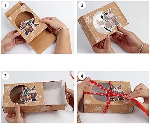12 Pieces Christmas Cookie Boxes, Christmas Biscuit Boxes with Clear Window, Christmas Gift Box, Christmas Cookie Gift Boxes, Christmas Decorative Gift Box, Christmas Biscuit Packag