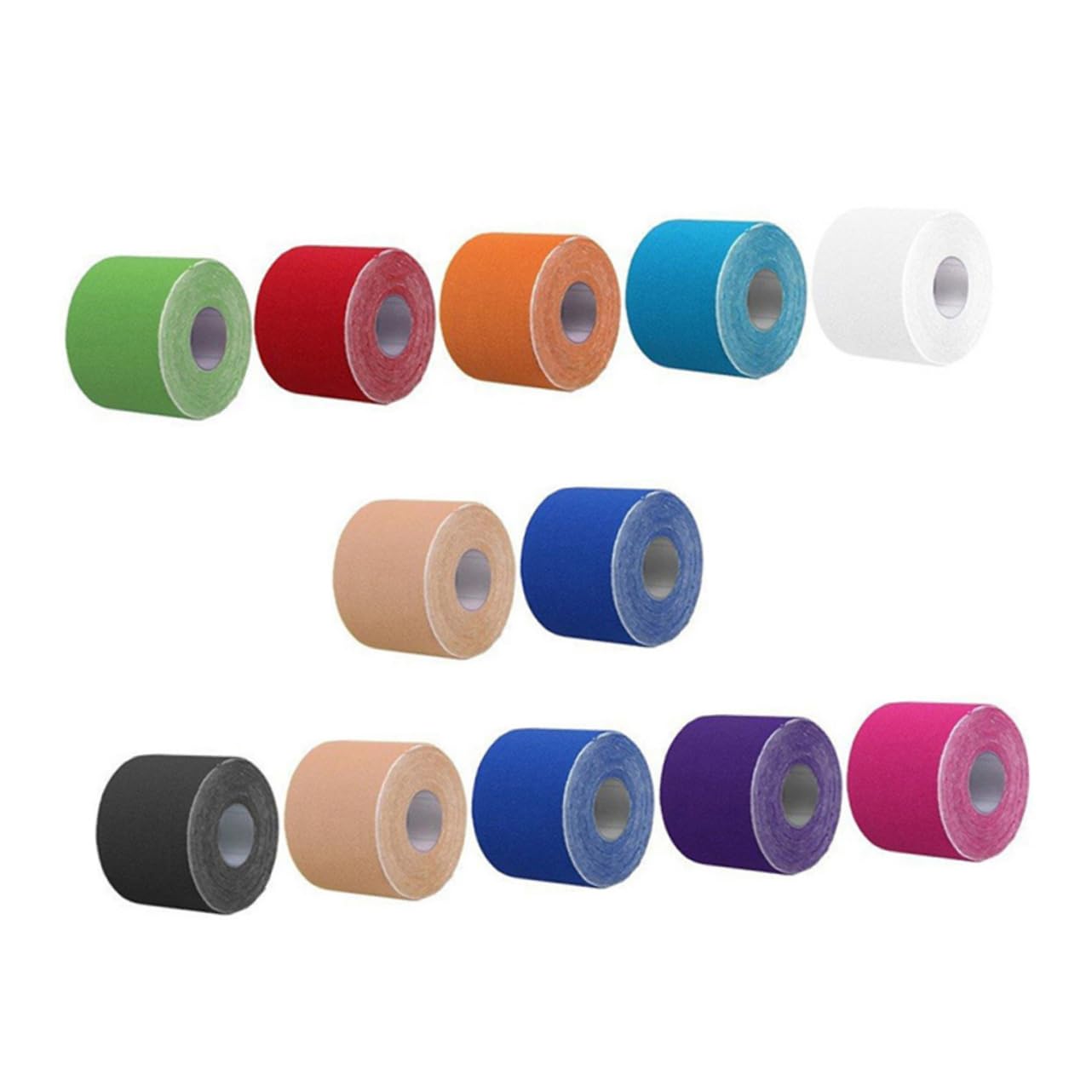 Garneck 12 Rolls Elastic Muscle Relief Tapes Portable Tapes for Fitness and Injury Relief Comfortable and Self for Daily Use Random Color