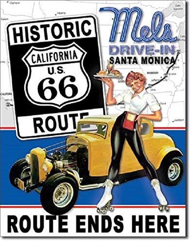 Mels Diner Drive In Route 66 Vintage Look Hot Rod Retro Wall Decor Metal Tin Sign 8X12In #TOP3