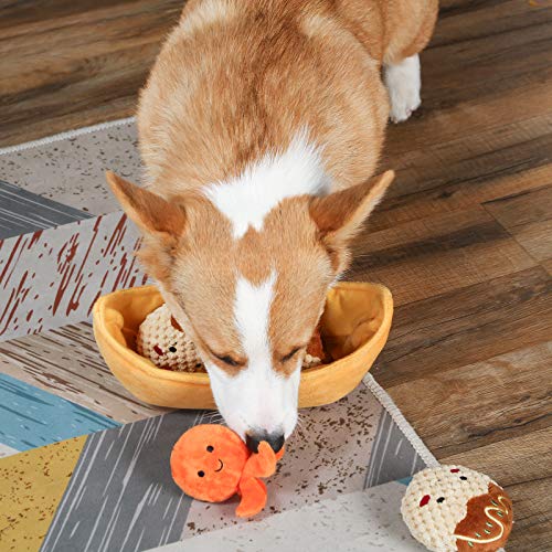 Hugsmart Pet – Foodie Japan Takoyaki | Squeaky Interactive Dog Puzzle Toys | 3-In-1 Hide And Seek Plush Dog Toys | Plush Treat Dispensing Snuffle Toy For Dogs - Small, Medium And Large Breed #TOP5