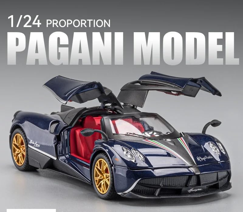 Image of 1:24 Scale Big Size Pagani Huayra Dinastia Toy Car | Metal Pullback Diecast Car for Kids with Openable Doors, Sound, Light Effects Toy for Car (Color As Per Available)