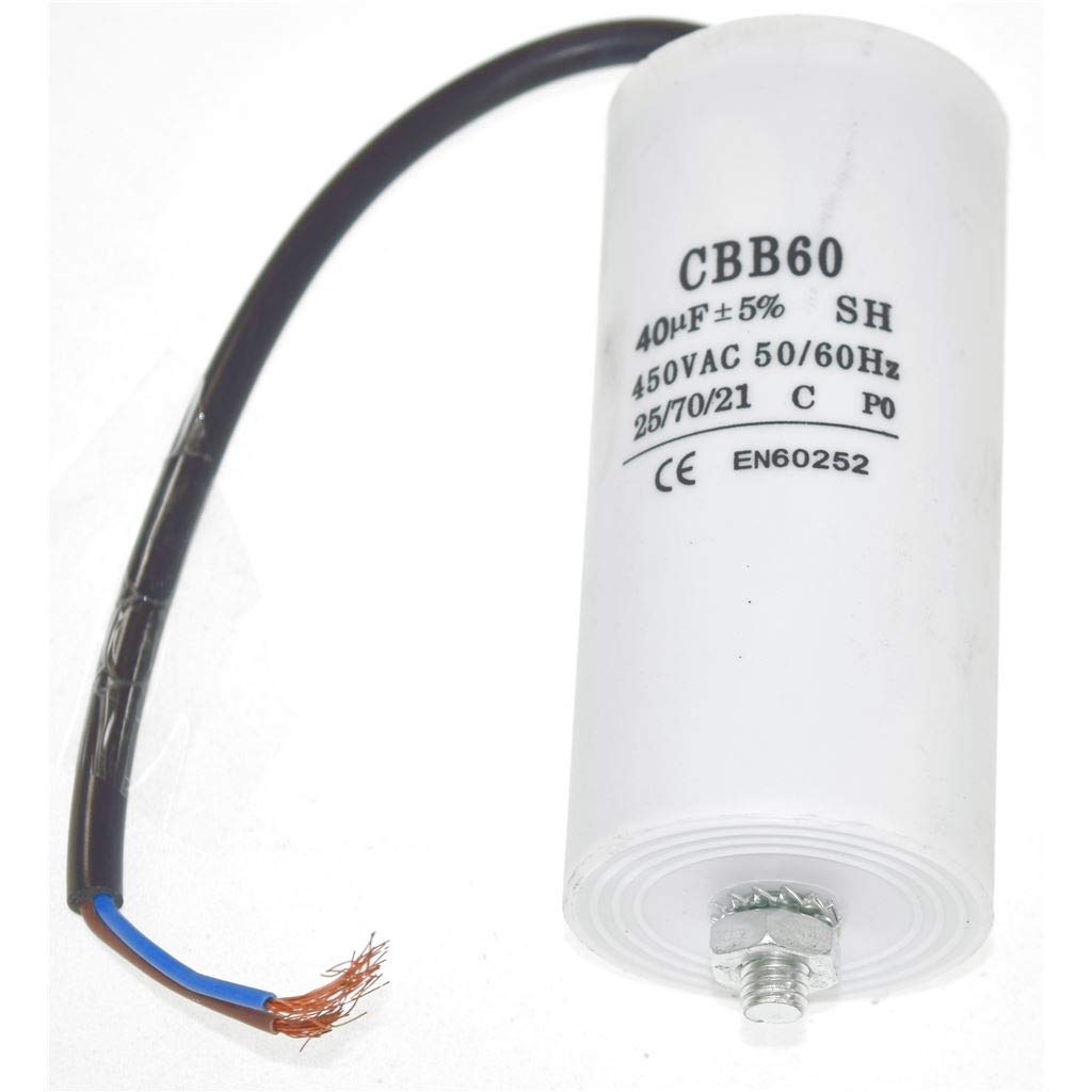Ufixt White Fits Universal 40Uf Capacitor With 22Cm Cable Connectors