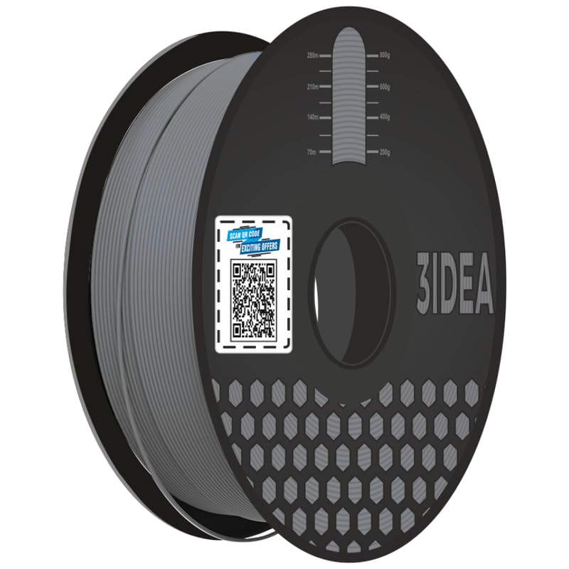 3Idea Technology Premium PLA Grey 3D Printer Filament 1.75mm Dimensional Accuracy +/- 0.03mm Gross Weight- 1 KG