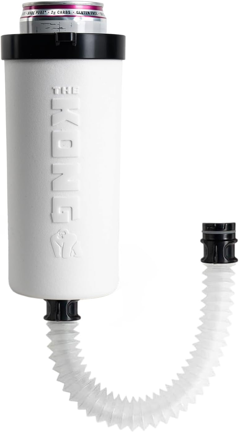 Kong Skinny Can Cooler Coozie with Detachable Expandable Drink Hose, White