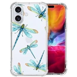 ZHEGAILIAN Case for iPhone 16, [Military-Grade Protection All-Around Shockproof Corners] Clear TPU Bumper Case for iPhone 16 - Dragonfly