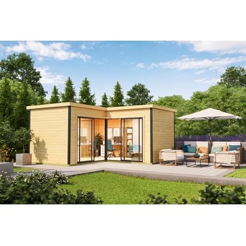 Domeo 6 + Domeo 6 Al pack ISO-Log Cabin, Wooden Garden Room, Timber Summerhouse, Home Office - L500 x W509.3 x H250.8 cm