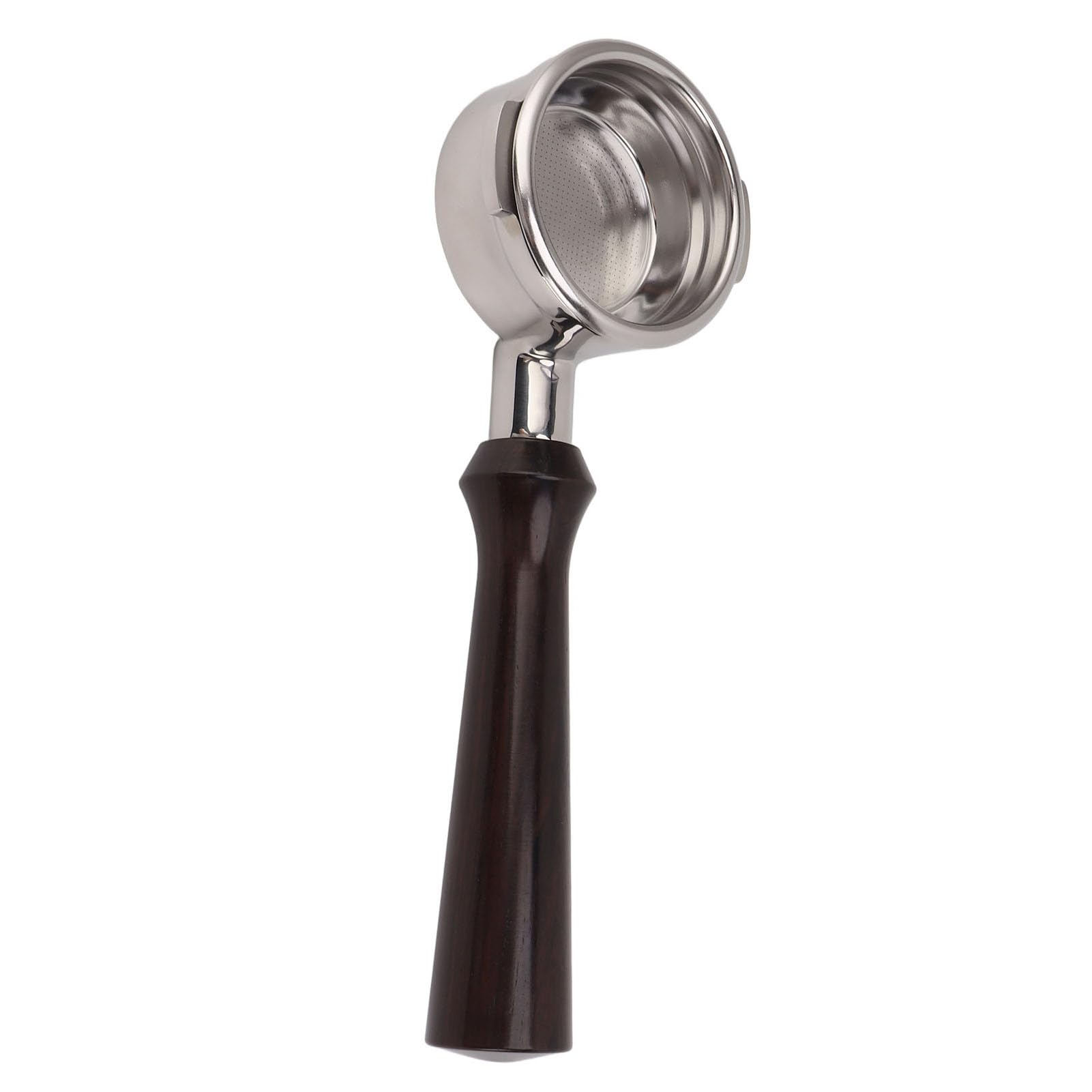 Portafiltro sin fondo de 58 mm Accesorio para máquina de café de acero inoxidable con mango de madera Herramienta de espresso profesional para cafeteras espresso comerciale (F sándalo)
