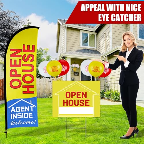 Buryeah 106 Pcs Open House Sign Kit for Real Estate Agent Supplies, Yellow - Image 5
