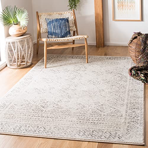 SAFAVIEH Tulum Collection Area Rug - 5'3' x 7'6', Ivory & Grey, Moroccan Boho Distressed Design, Non-Shedding & Easy Care, Ideal for High Traffic Areas in Living Room, Bedroom (TUL264A)
