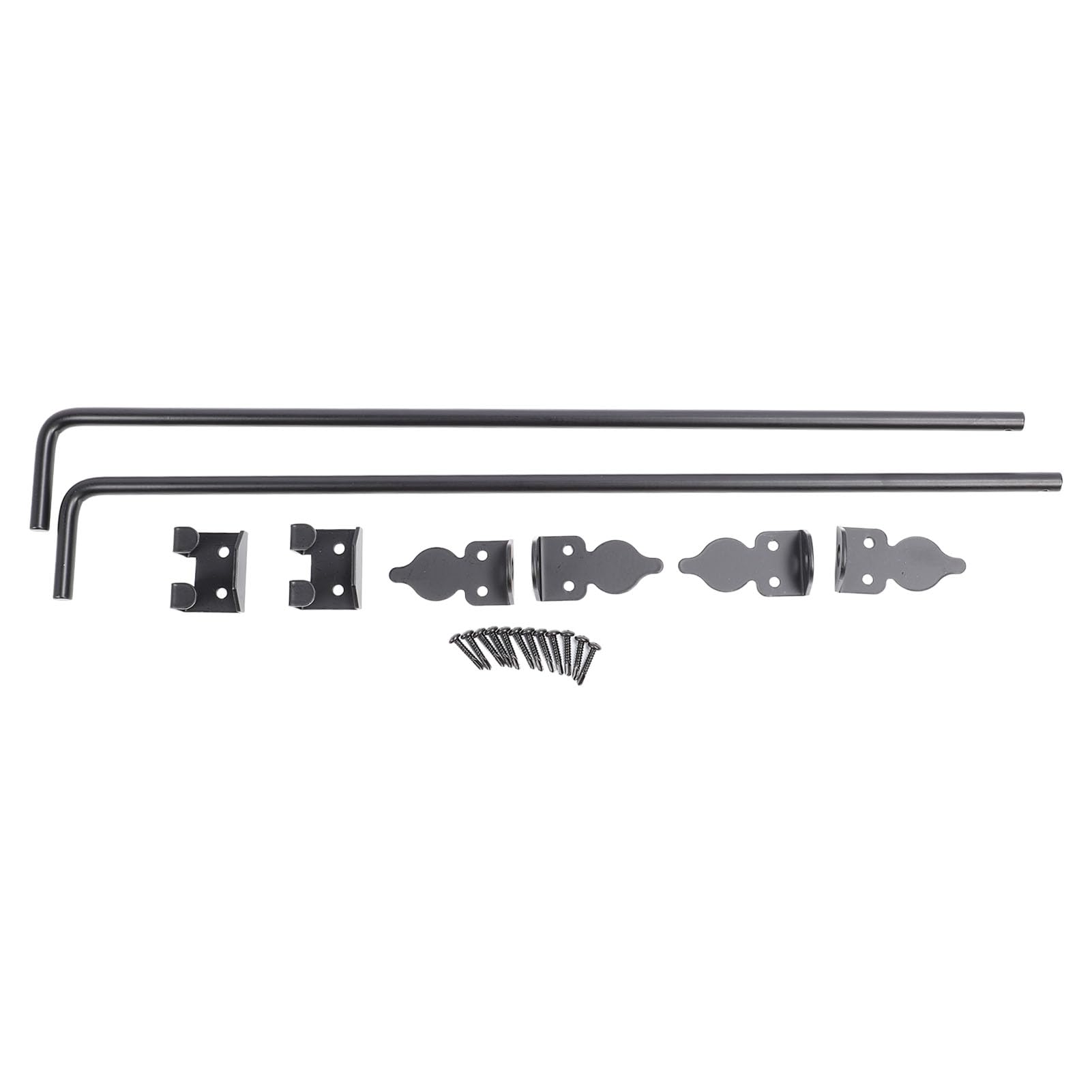 Barra de Caída para Puerta, Pestillo de Suelo con Perno de Caña de 61 cm, Recubrimiento en Polvo Negro Acero Sólido Resistente a la Óxido para Puertas y Cercas