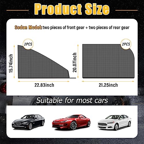 Kewucn 4 Pack Car Window Shades, Sun Rays Blocker & UV Protection for Baby Family Pet, Breathable Mesh Auto Window Covers, Elasticized Universal Window Screens for Most Cars (Car Front&Back) - Thumbnail 2