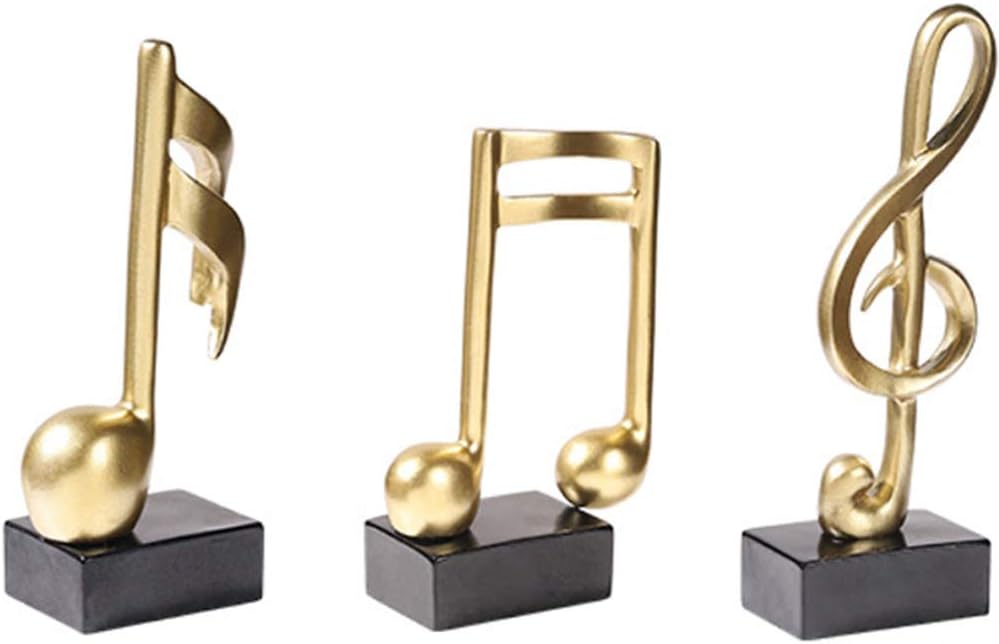 3pcs Music Note Decor Musical Sculpture Statue Crafts Music Note Figurine for Home Office Decor Piano Gifts Souvenirs Giftbox Art Decor7.5inch Tall
