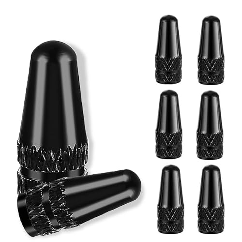 Image of 8 Pcs Bicycle Presta Valve Dust Caps Aluminum, Aluminum Alloy Tyre Valve Caps, Tire Pressure Cap, for MTB Mountain Bike Road Bike Universal The Front Cover Black
