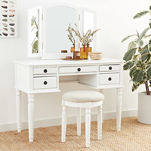 Bobkona St. Croix Collection Vanity Set with Stool, F4074, White - Thumbnail 2