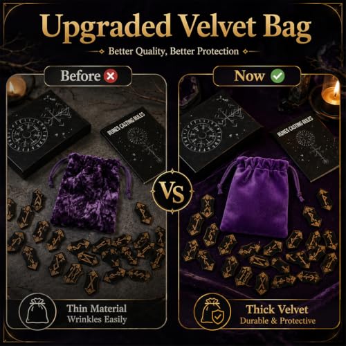 Image of PATPAT 25Pcs Rune Stones Oracle Cards Set with Guide Book Velvet Bag