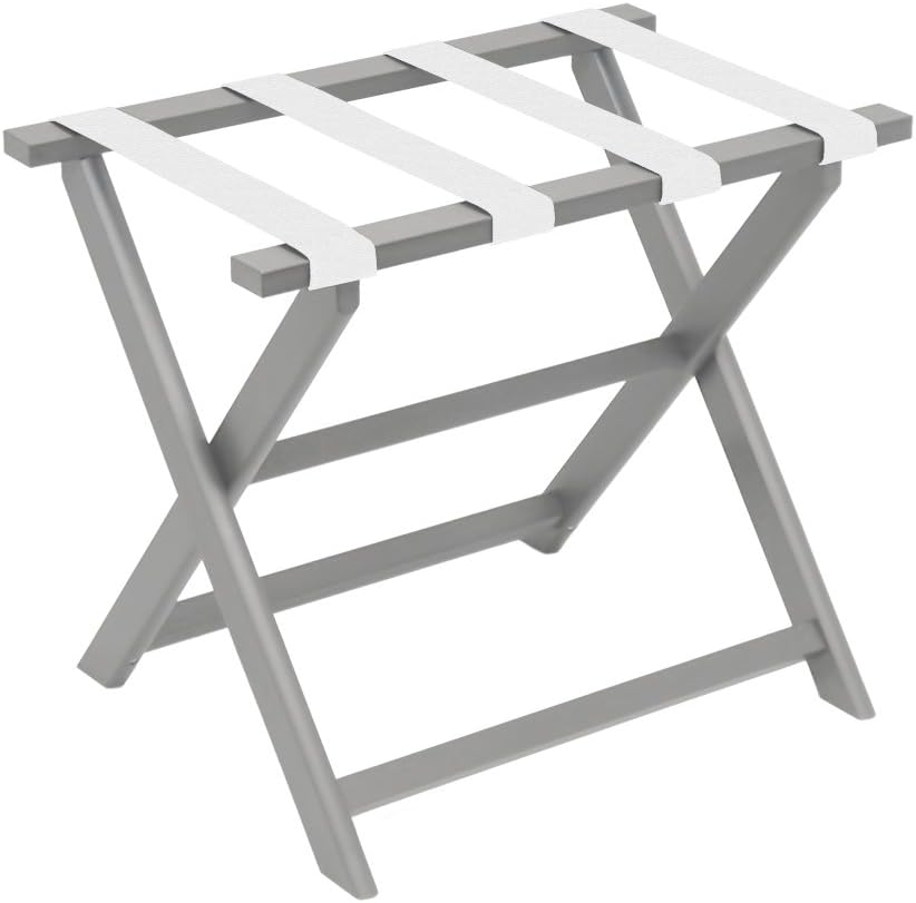 Light Grey Straight Leg ECO Folding Luggage Rack, 23" x 13" x 20"