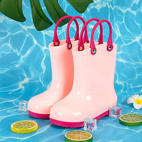 Babelvit Toddler Rainbow Soft Rubber Rain Boot Little Kids Lightweight Waterproof High Top Rain Shoes Children Baby Girls Boys Outdoor Cute Printed All Season Mud Boots With Easy-On Handles #TOP2