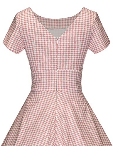 Image of GownTown Women's 1950s Vintage Dresses Short Sleeves Cocktail Stretchy Party Dresses with Pocket