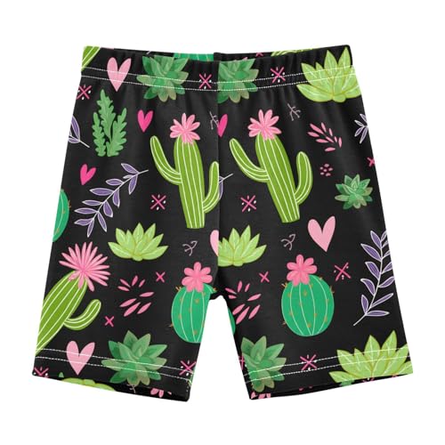 Succulent Heart Flora Black Girls Bike Shorts Toddler Dance Athletic Shorts Under Dress Clothes for Girls 4-10,4T