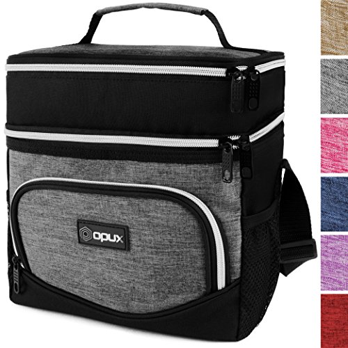 OPUX Premium Insulated Dual Compartment Lunch Bag for Men Women | Double Deck