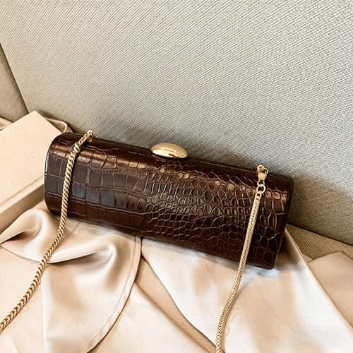 Image of Women Vegan Leather Evening Handbag Crocodile Pattern Handle Clutch Purse Cross Body Envelope Bag