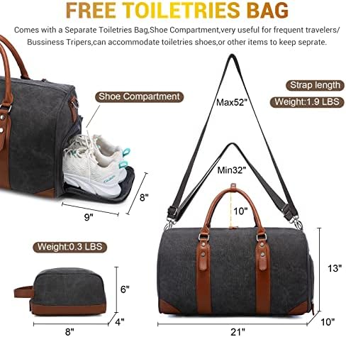 Weekender Bags for Women Sucipi Canvas Overnight Bag Large Travel Bags for Women Carry on Weekend Duffel Bag With Shoe Compartment, Toiletry Bag and Wet Pocket, Perfect for Travel/Flight/Daily Use/Birthday Gift(Black) 2 Weekender Bags for Women Sucipi Canvas Overnight Bag Large Travel Bags for Women Carry on Weekend Duffel Bag With Shoe Compartment, Toiletry Bag and Wet Pocket, Perfect for Travel/Flight/Daily Use/Birthday Gift(Black)