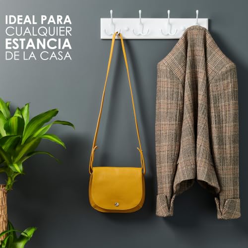 Miniatura 4 de Larhn Perchero Pared Blanco - 4 Colgadores Triples - 42 Cm - Percheros Pared De Diseño Para Recibidores, Entradas, Dormitorios Modernos, Habitaciones Infantiles Y Baños