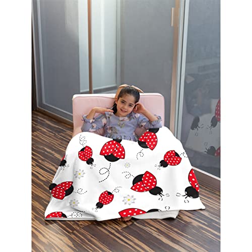 Red Ladybug Cartoon Pattern Blanket Super Soft Throw Warm Lightweight Fuzzy Plush Fleece Blanket For Couch Bed Sofa All Season Personalized Gift To Kids Women 60"X50" For Teens #TOP1