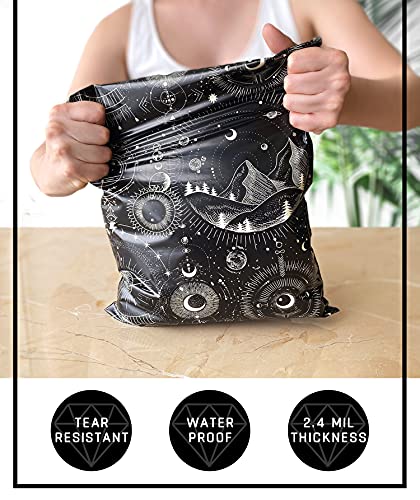 Madeful Cute Poly Mailers 10X13 (75 Pack) Shipping Bags For Clothing - Eco Friendly Packaging - Mailer Envelopes For Small Business - Black Cosmic #TOP3