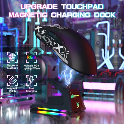 Image of ATTACK SHARK X1 Ultralight Tri Mode Wireless 40000 DPI Gaming Mouse-Black | Magnetic RGB Charging Dock,Anti Slip Grip Tape,PixArt PAW3395 Pro Optical Sensor,BT /2.4Ghz /Wired,Driver for PC Win Mac Gamer