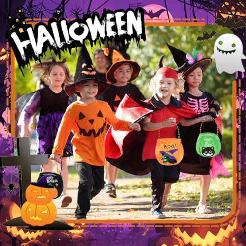 2 Stück Kürbis Tasche Halloween Halloween Kürbis Eimer Halloween Korb für Süßigkeiten Trick or Treat Bag,Halloween Kürbis Candy Bag Halloween Süßigkeiten Tasche Kinder Halloween Sammeltasche (B)