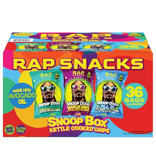 Rap Snack Snoop Box Kettle Chips Variety Box 36 Pack 3 flavors
