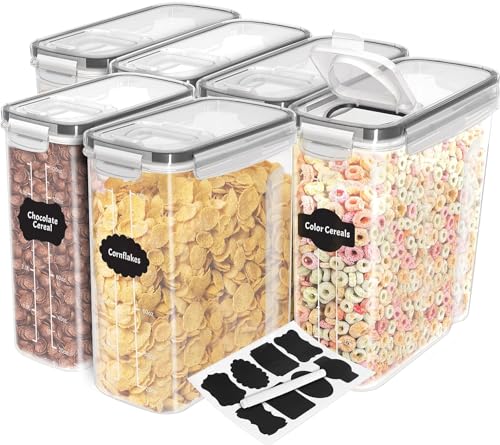 Kichly Cereal Storage Container (Set of 6) – BPA Free Plastic – Airtight Kitchen Storage Containers -Dry Food Storage – Cereal Dispenser for Kitchen & Pantry