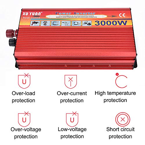 Inversor de 3000W para acampada convertidor de potencia 12V con enchufe universal 4