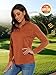 MAGCOMSEN Hiking Shirts Women 1/4 Zip Long Sleeve Shirts Dry Fit Tops Women Athletic Running Sun Shirts Dark Orange M