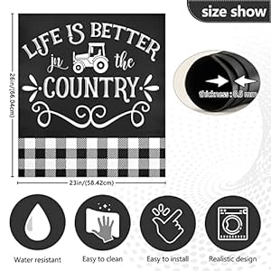 Buffalo Plaid Black Farmhouse Dishwasher Magnet Cover Large Magnectic Sticker Refrigerator Magnet Decor Fridges Door Magnet Sticker for Home Kitchen Decoration 23×26