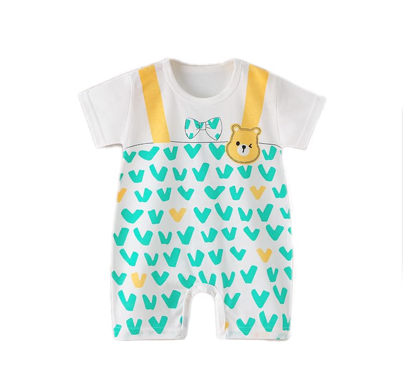 Image of Bold N Elegant Cute Cartoon Print Cotton Newborn Baby Boy Girl Rompers Jumpsuit Baby Onesie Bodysuit for Little Kids