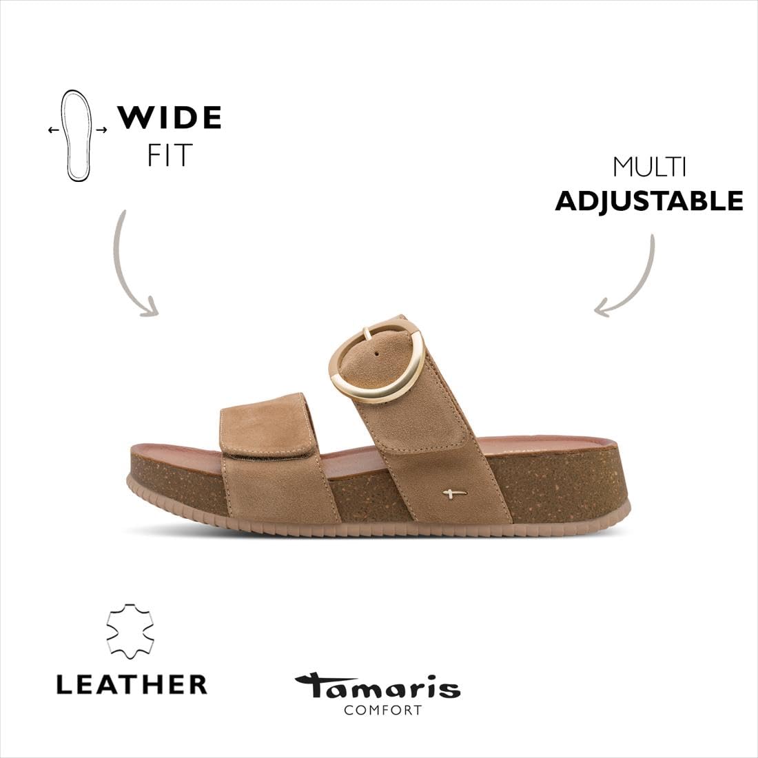 Tamaris Tamaris Comfort Damen Wedge/Plat Mule Multiadjustable Plate-formeFemme