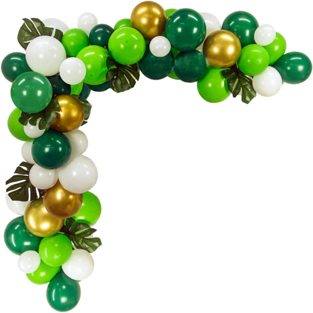 Jungle Party Balloon Green White Latex Balloons for Birthday Party St. Patrick's Day Decoration Pack of 100