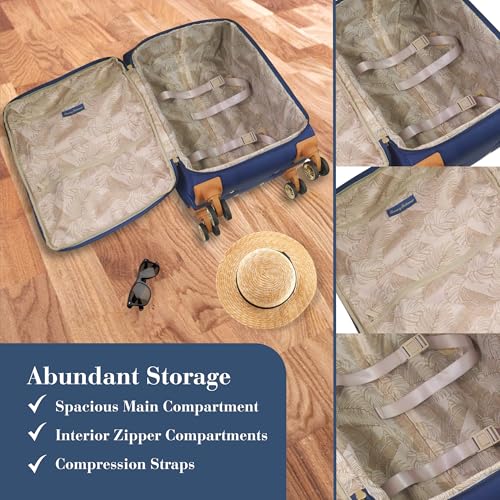 Image of Tommy Bahama 30 Inch Rolling Luggage, Soft Sided Suitcase with Spinner Wheels, Blue