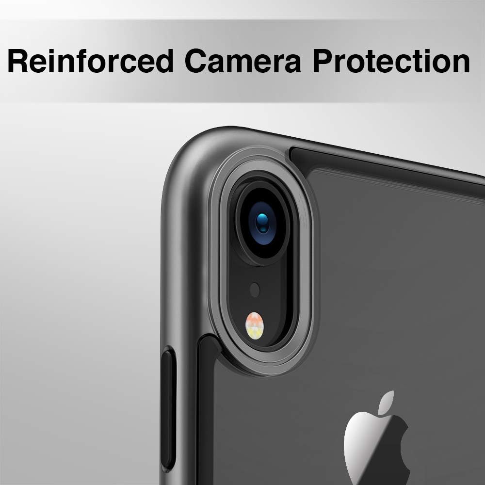 ESR Bumper Hoop Case for iPhone XR, Heavy Duty Armor with Flexible Inner Cushion [Reinforced Camera Protection] [Glass - Back Safe] for 6.1" iPhone XR, Black