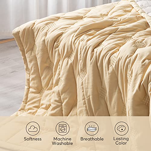 Kasentex Twin Size Quilt Set, Bedspread Coverlet, Ultra Soft, Reversible Lightweight Down Alternative Bed Comforter, Machine Washable, Solid Color(Yellow/Grey, 2-Piece Set) #TOP2