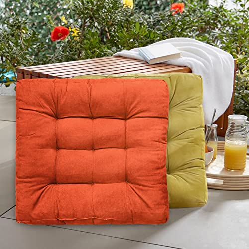 Egobuy Floor Pillow, Square Meditation Cushion For Seating On Floor Solid Thick Tufted Seat Cushion Meditation Pillow For Yoga Living Room Bed Balcony Sofa Outdoor, Orange, Cushion 22X22 Inch … #TOP6
