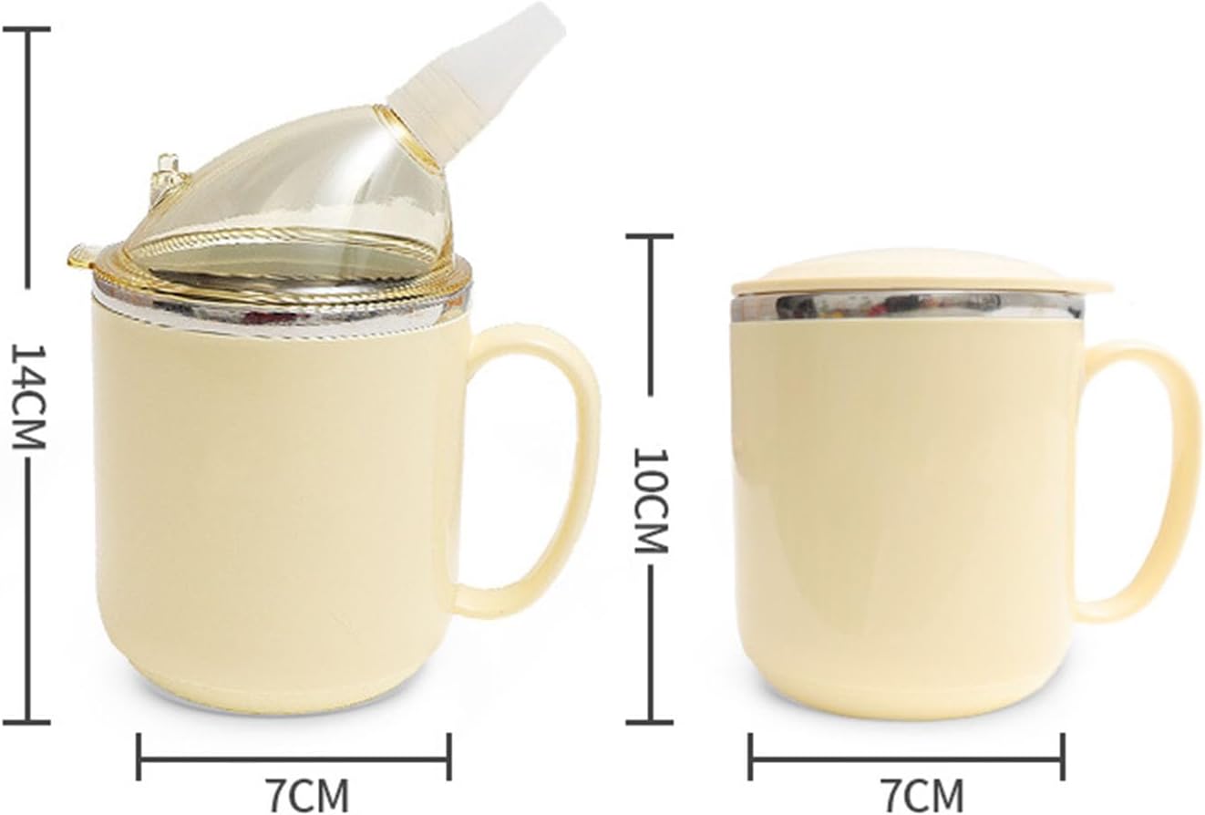 Strong Metal Anti Choking Care Cup with Handle and Straw for Elderly Patients and Disabled Adults 350ml Capacity