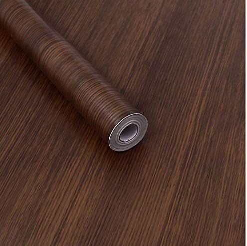 Dark Wood Grain Contact Paper Decorative Walnut Wood Look Self Adhesive Shelf Liner Kitchen Cabinets Shelves Door Sticker 17.7 Inch by 78 Inch