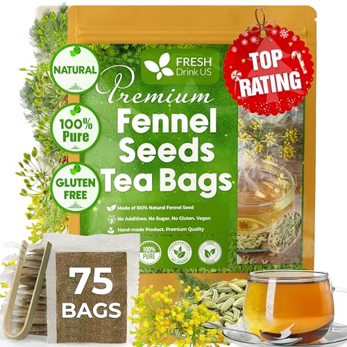 FreshDrinkUS, Premium 75 Fennel Seed Tea Bags – 100% Natural
