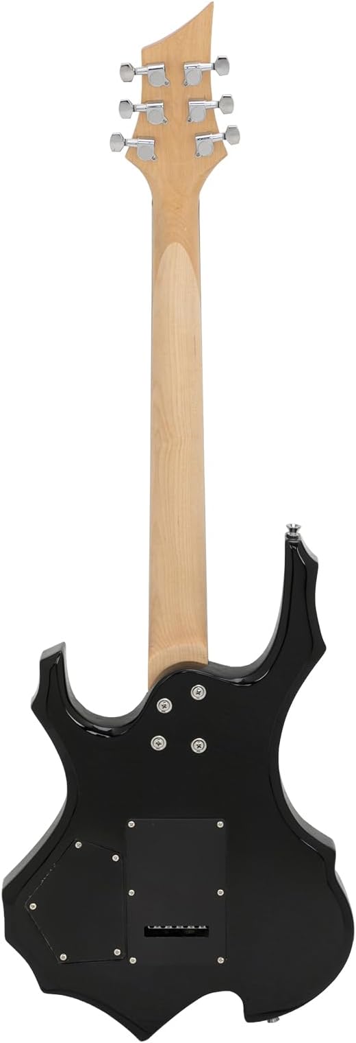 Rosewood Fingerboard Electric Guitar,Electric Guitar Beginner Kits,Novice Flame Shaped Electric Guitar,with Power Cord/Strap/Bag,Right Handed Electric Guitar for Adults & Teens (Black)