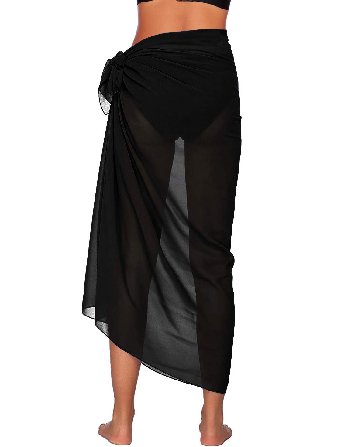 Madam Uniq Mujer Beach Sarong Wraps Bikini falda gasa atado traje de baño cubrir arriba - negro - Talla Única