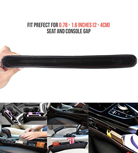 Vehicle Storage Box | Premium PU Leather Seat Catcher | Gap Filler Car Organizer| Compartment for Snacks, Electronics &Travel Essentials | Seat Side Pocket by Boxiki Travel